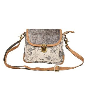 myra bag radiant upcycled canvas & cowhide leather crossbody bag s-1257