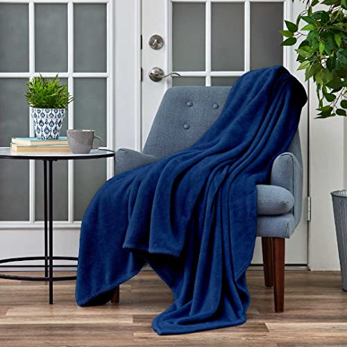 Cosy House Collection Everyday 1500 Series Fleece Blanket - Couch & Travel Essentials - All Season, Stays Fresh & Clean - Soft, Breathable & Skin-Friendly (Throw, Navy)