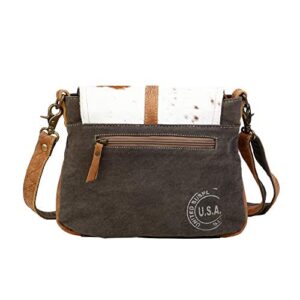 Myra Bag Cargo 157 Upcycled Canvas & Cowhide Leather Shoulder Bag S-1252