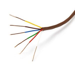 Thermostat Wire 18/6 - Brown - Solid Copper 18 Gauge, 6 Conductor - CL2 (UL Listed) CMR Riser Rated (CL3) - Residential, Commercial and Industrial Rated - 18-6, 50 Feet