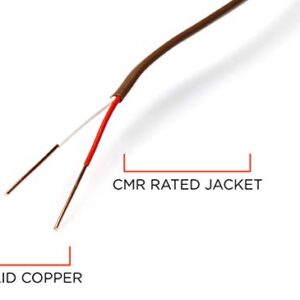 Thermostat Wire 18/6 - Brown - Solid Copper 18 Gauge, 6 Conductor - CL2 (UL Listed) CMR Riser Rated (CL3) - Residential, Commercial and Industrial Rated - 18-6, 50 Feet