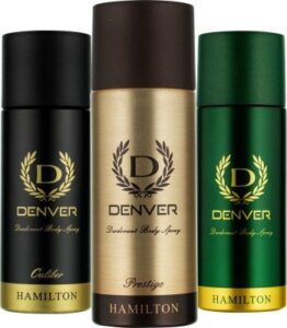 denver denver hamilton, prestige and caliber deo combo (pack of 3) deodorant spray – for men(165 ml)