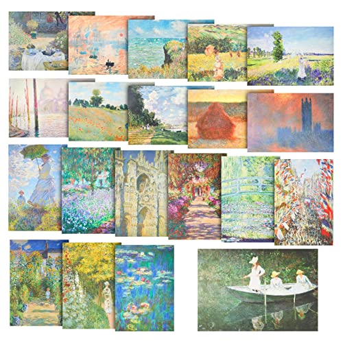 20 Set of Claude Monet Posters for Home Decor, Matte Laminated Fine Art Prints for Wall Decor, 200gsm (13 x 19 in)