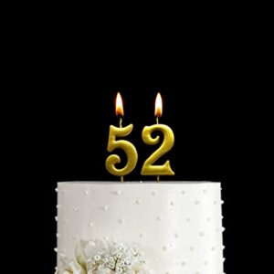 MAGJUCHE Gold 52nd Birthday Numeral Candle, Number 52 Cake Topper Candles Party Decoration for Women or Men