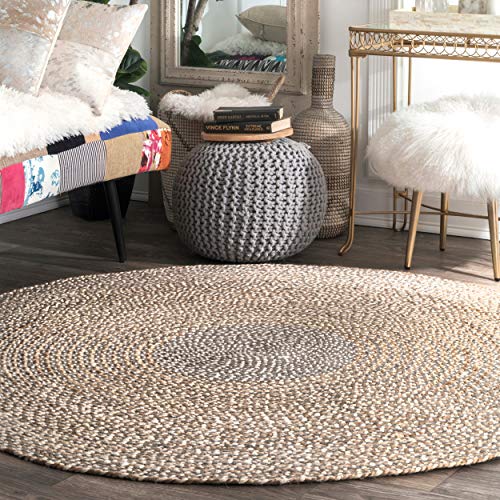 nuLOOM Draya Casual Braided Jute Area Rug, 8' Round, Grey