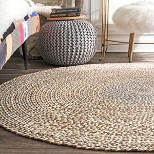 nuLOOM Draya Casual Braided Jute Area Rug, 8' Round, Grey