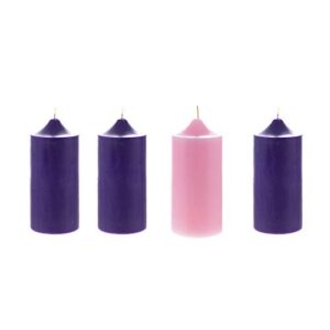 mega candles 4 pcs unscented christmas advent dome top pillar candles, hand poured wax candles 3 inch x 6 inch, holidays, church, decorations, devotional, celebration, party & more