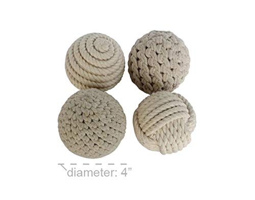 Deco 79 Jute Handmade Orbs & Vase Filler with Varying Designs, Set of 4 4"D, Brown