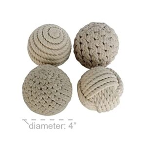 Deco 79 Jute Handmade Orbs & Vase Filler with Varying Designs, Set of 4 4"D, Brown