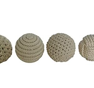 Deco 79 Jute Handmade Orbs & Vase Filler with Varying Designs, Set of 4 4"D, Brown