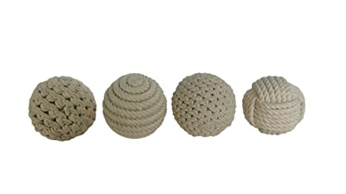 Deco 79 Jute Handmade Orbs & Vase Filler with Varying Designs, Set of 4 4"D, Brown