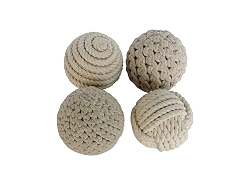 Deco 79 Jute Handmade Orbs & Vase Filler with Varying Designs, Set of 4 4"D, Brown