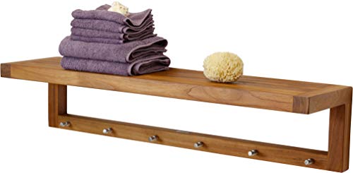 AquaTeak 36" Moa Wall Shelf with Hooks