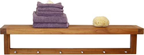 AquaTeak 36" Moa Wall Shelf with Hooks