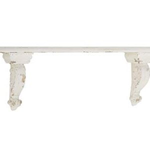 Deco 79 Rustic Fiberglass and Wood Floating Shelf, 7" x 39" x 13", White