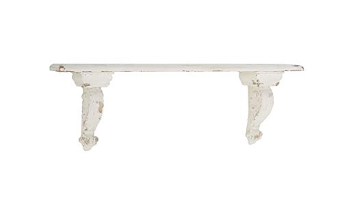 Deco 79 Rustic Fiberglass and Wood Floating Shelf, 7" x 39" x 13", White