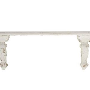 Deco 79 Rustic Fiberglass and Wood Floating Shelf, 7" x 39" x 13", White