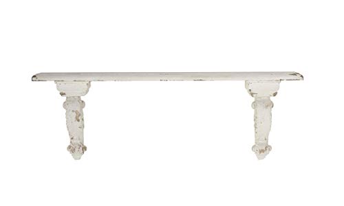 Deco 79 Rustic Fiberglass and Wood Floating Shelf, 7" x 39" x 13", White