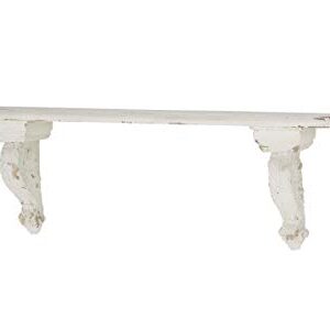 Deco 79 Rustic Fiberglass and Wood Floating Shelf, 7" x 39" x 13", White