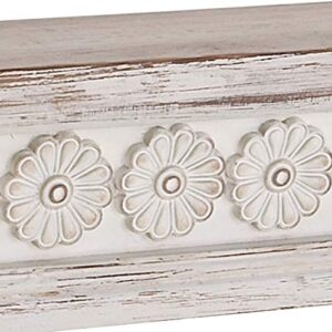 Deco 79 Wood Floral Intricate Carved 1 Shelf Wall Shelf, 36" x 5" x 6", White