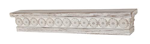 Deco 79 Wood Floral Intricate Carved 1 Shelf Wall Shelf, 36" x 5" x 6", White