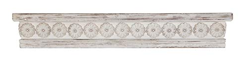 Deco 79 Wood Floral Intricate Carved 1 Shelf Wall Shelf, 36" x 5" x 6", White