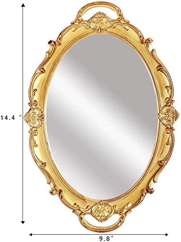 Mukily Mirrored Tray,Decorative Mirror for Perfume Organizer Jewelry Dresser Organizer Tray & Display,Vanity Tray,Serving Tray,9.8'' x 14''(Gold)