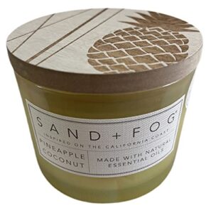 sand and fog pineapple coconut scented candle with wooden lid
