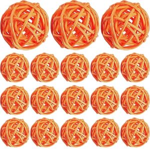 qingbei rina 18 pcs decorative balls,orange rattan balls,1.6-2.4 inch wicker balls,decorative orbs spheres for centerpiece bowl vase filler,spring home wedding easter decor,gifts for mom