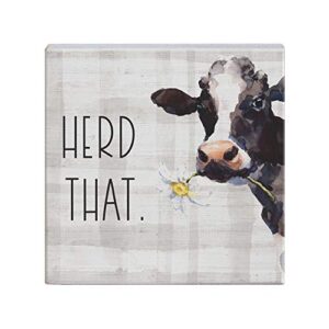 simply said, inc small talk sign 5.25″ wood block plaque – herd that