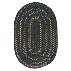 oval farmhouse rug, dark forest green braided weave oblong area rug, reversible carpet rich multicolor braids country theme mat farm kitchen hunting cabin lodge cottage indoor, 2′ x 3′ blended fibers