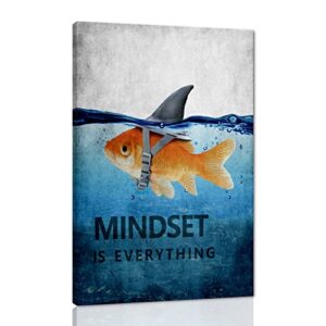 mindset is everything motivational canvas office wall art inspirational entrepreneur quotes poster print artwork painting wall picture for living room bedroom office framed ready to hang-12”wx18”h