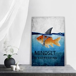 Mindset is Everything Motivational Canvas Office Wall Art Inspirational Entrepreneur Quotes Poster Print Artwork Painting Wall Picture for Living Room Bedroom Office Framed Ready to Hang-12”Wx18”H