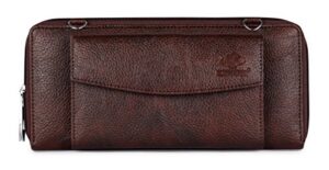 the clownfish vegan leather wallets for women ladies purse handbag clutch bag-dark brown