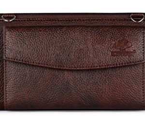 The Clownfish Vegan Leather Wallets for Women Ladies Purse Handbag Clutch Bag-Dark Brown