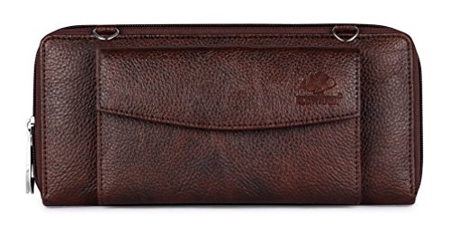 The Clownfish Vegan Leather Wallets for Women Ladies Purse Handbag Clutch Bag-Dark Brown