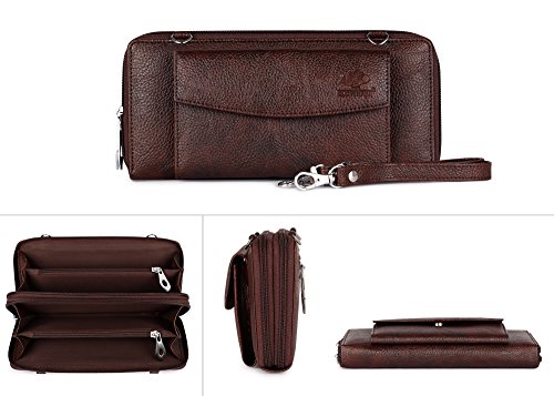 The Clownfish Vegan Leather Wallets for Women Ladies Purse Handbag Clutch Bag-Dark Brown