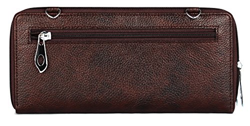 The Clownfish Vegan Leather Wallets for Women Ladies Purse Handbag Clutch Bag-Dark Brown