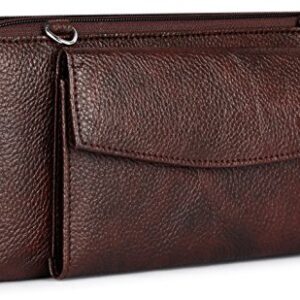 The Clownfish Vegan Leather Wallets for Women Ladies Purse Handbag Clutch Bag-Dark Brown