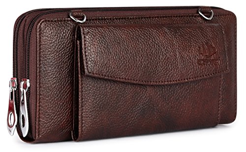 The Clownfish Vegan Leather Wallets for Women Ladies Purse Handbag Clutch Bag-Dark Brown