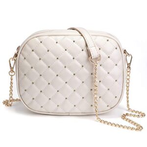 newshows women medium quilted crossbody purse with metal chain strap heart zipper, gift idea, pu leather
