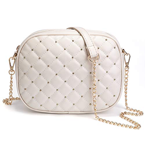 Newshows Women Medium Quilted Crossbody Purse with Metal Chain Strap Heart Zipper, Gift Idea, PU Leather