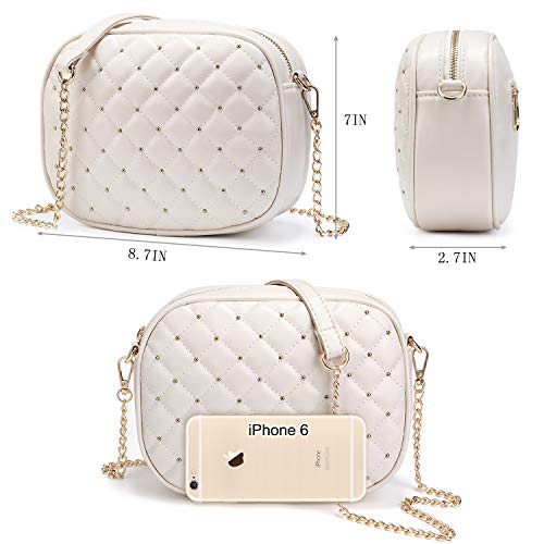 Newshows Women Medium Quilted Crossbody Purse with Metal Chain Strap Heart Zipper, Gift Idea, PU Leather