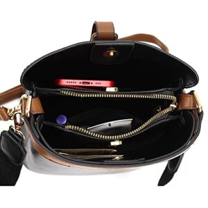 Goclothod Drawstring Bucket Bag Women Faux Leather Shoulder Bag Hobo Handbags