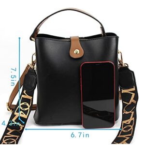 Goclothod Drawstring Bucket Bag Women Faux Leather Shoulder Bag Hobo Handbags