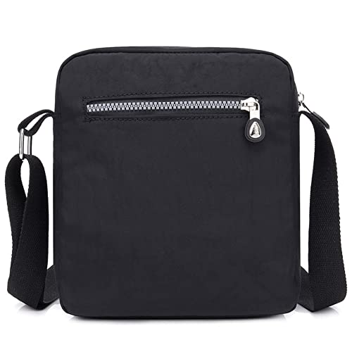 KARRESLY Casual Nylon Purse Handbag Crossbody Bag Waterproof Shoulder Bag for Women (Black)