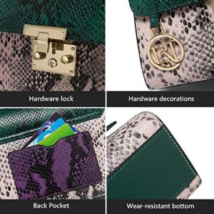 LAORENTOU Shoulder Bags Womens Snake Skin Handbag Purses, Ladies Cow Leather Chain Purse & Crossbody Handbags for Women with Chain Strap (Green)