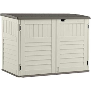 suncast the stow-away 6 ft. x 4 ft. plastic horizontal storage shed with floor kit beige