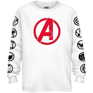 marvel avengers endgame logo symbol captain marvel america graphic longsleeve t-shirt(white,xxl)