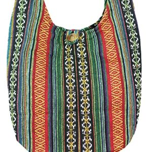 PumPumpz Hippie Boho Crossbody Bohemian Gypsy Sling Shoulder Bag Handwoven Ikat Medium Size. (Medium Random Green)